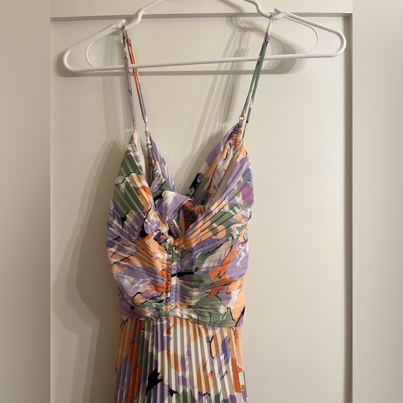 Astr Pink and Blue Smocked Tiered Midi Sundress - Picture 2 of 5